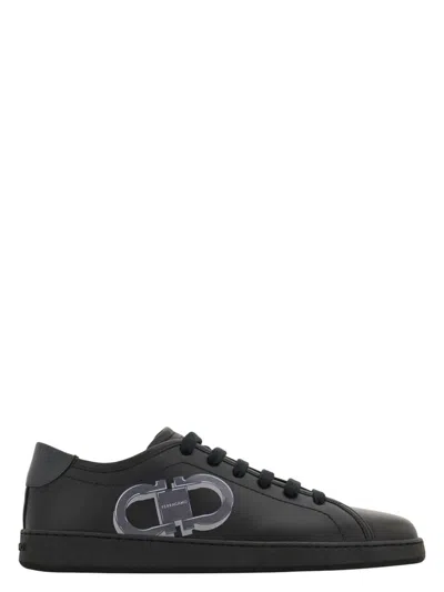 FERRAGAMO MEN'S DOUBLE GANCINI BRANDY1 SNEAKERS
