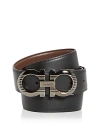 Ferragamo Men's Double Gancini Buckle Reversible Leather Belt In Black/cocoa Brown
