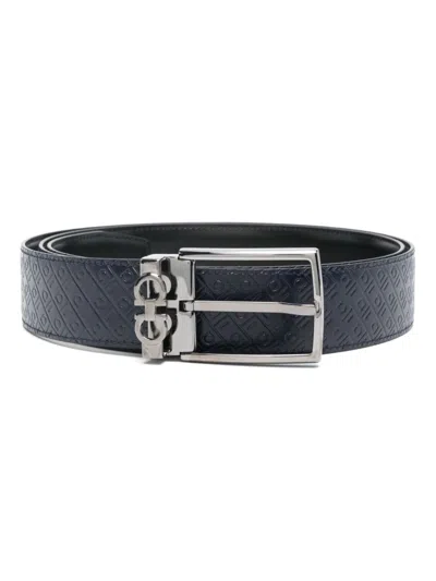 FERRAGAMO FERRAGAMO MEN DOUBLE GANCINI LOGO-DEBOSSED LEATHER BELT