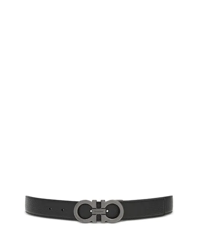 FERRAGAMO MEN'S DOUBLE GANCINI REVERSIBLE LEATHER BELT