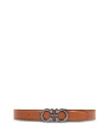 Ferragamo Men's Double Gancini Reversible Leather Belt In New Vicuna/ Nero