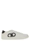 Ferragamo White Sneakers With Gancini Print On The Side And Contrasting Heel In Leather Man In White