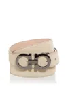Ferragamo Men's Double Gancini Suede Belt In Stone
