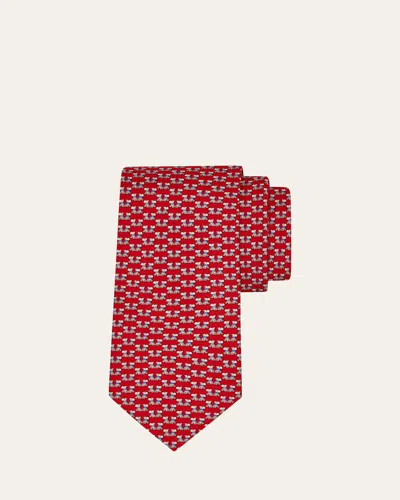 Ferragamo Men's Double-dog Silk Tie In Red