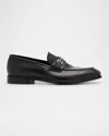 Ferragamo Men's Doupont Lux Leather Bit Loafers In Nero