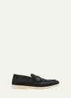 Ferragamo Drame Leather Loafers In Schwarz