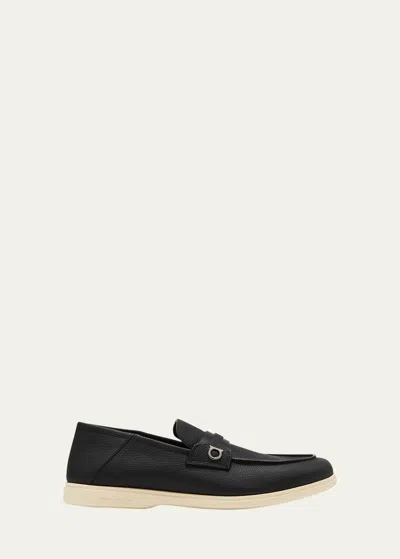 Ferragamo Drame Leather Loafers In Schwarz