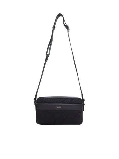 Ferragamo Men East-west Shoulder Bag With Gancini Buckles By