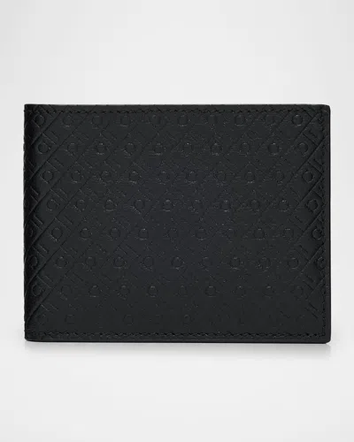 Ferragamo Men's Embossed Monogram Leather Bifold Wallet In Black