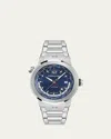 Ferragamo F-80 Gmt Worldtime Bracelet Watch In Blue Silver