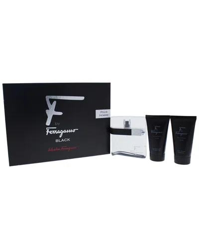 Ferragamo Men's F Black 3pc Gift Set In White