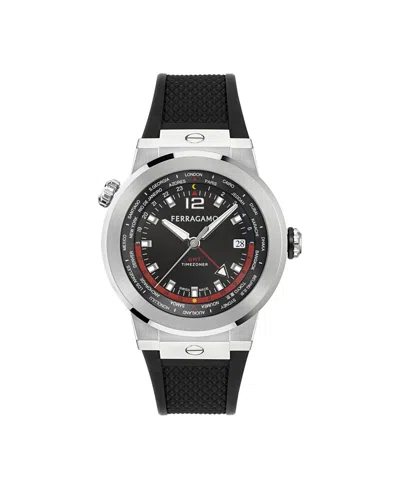 Ferragamo F-80 Gmt Watch In Black