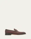 Ferragamo Men's Fabrice Tramezza Penny Loafers In Midbrown