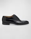 Ferragamo Black Leather Lace Up Shoes In Nero