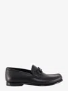 Ferragamo Leather David Loafer With Gancini Hook For Men In Black