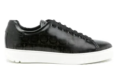 Pre-owned Ferragamo Men's  Cube Ganciniprint Sneakers In Gray
