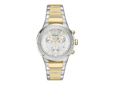 Pre-owned Ferragamo Men's  F80 Chrono Sfje00624 Watch In Stainless Steel In Silver