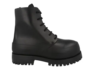Pre-owned Ferragamo Men's  Fede Combat Boots Sneakers In Black