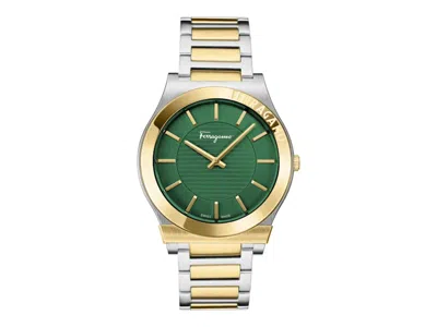 Pre-owned Ferragamo Men's  Gancini Bracelet Sf4l00925 Watch In Stainless Steel In Silver