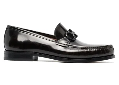 Pre-owned Ferragamo Men's  Gancini Horsebit Loafers Sneakers In Brown