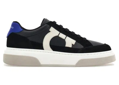 Pre-owned Ferragamo Men's  Gancini Panelled Leather Sneakers In Multi