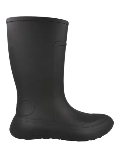 Pre-owned Ferragamo Men's  Gancini Rainboots Sneakers In Black