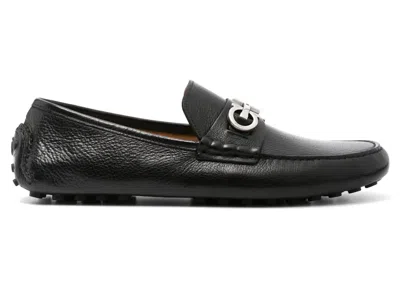 Pre-owned Ferragamo Men's  Ganciniplaque Driver Sneakers Sneakers In Black