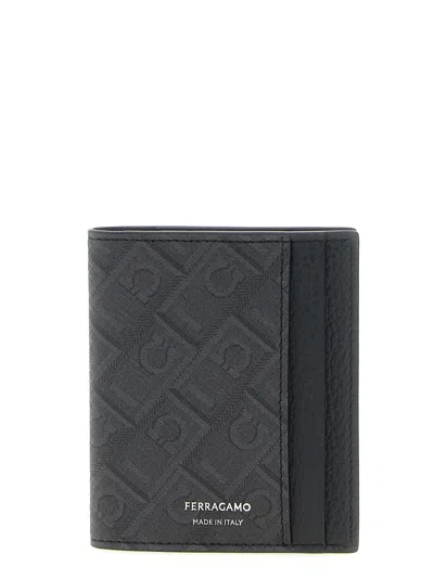 Ferragamo Men ' Monogram' Card Holder In Black