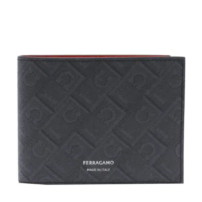 Ferragamo Men  Monogram Wallet In Black