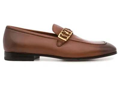 Pre-owned Ferragamo Men's  Nairobi Logo Plaque Loafers Sneakers In Brown