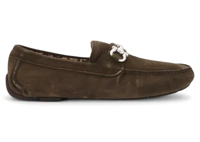 Pre-owned Ferragamo Men's  Parigi Eco Driving Loafers Sneakers In Green