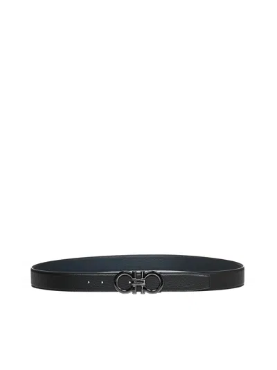 Ferragamo Men  Reversible Belt In Black