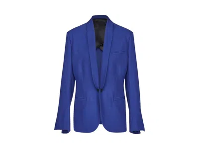Pre-owned Ferragamo Men's  Silk Shantung Twin Button Blazer In Blue