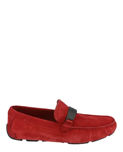 Pre-owned Ferragamo Men's  Switch Suede Drivers Sneakers In Red