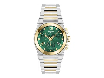 Pre-owned Ferragamo Men's  Vega Chrono Bracelet Sf5d00625 Watch In Stainless Steel In Silver