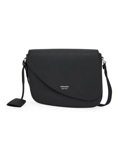 Ferragamo Men's Fiamma Cotton Shoulder Bag In Nero
