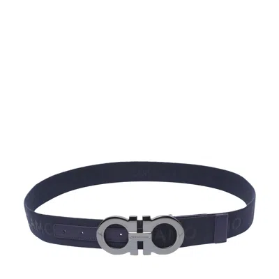 Ferragamo Men Fixed Gancini Belt In Blue