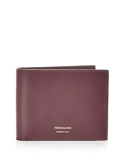 Ferragamo Leather Bifold Wallet In Dark Barolo