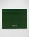 Ferragamo Men's Florence Leather Card Case In Forest Gre