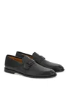 Ferragamo Foster Gancini Loafers In Hammered Leather In Black