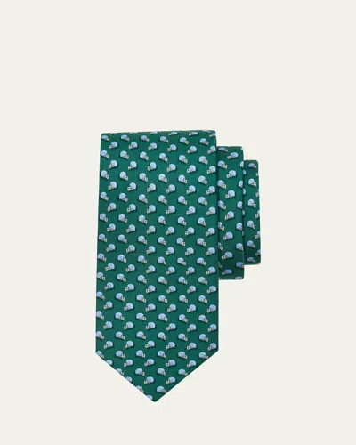 Ferragamo Men's Football-print Silk Tie In Metallic
