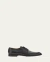 Ferragamo Lace-up Leather Derby Shoes In Nero