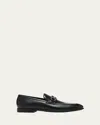 Ferragamo Men's Foster Gancini Bit Loafers In Black
