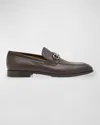 Ferragamo Foster Brown Loafers With Gancini Detail In Leather Man In Multicolor