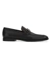 Ferragamo Black Gancini Plaque Leather Loafers - Men's - Calfskin/goat Skin/rubber In Black