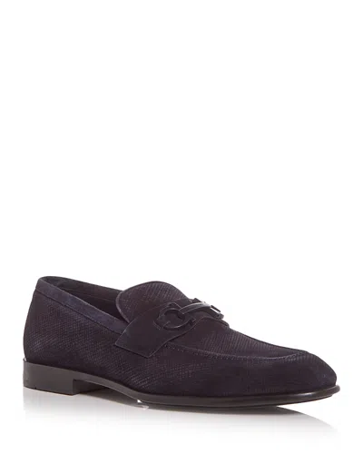 Ferragamo Men's Foster Suede Loafers In Blue