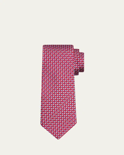 Ferragamo Men's Fox Face And Tail Silk Tie In Red