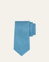 Ferragamo Men's Fox Micro-print Tie In Blue
