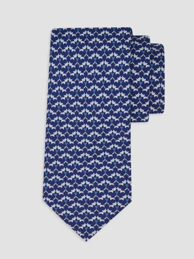 Ferragamo Men's Fox Print Silk Tie In Blue