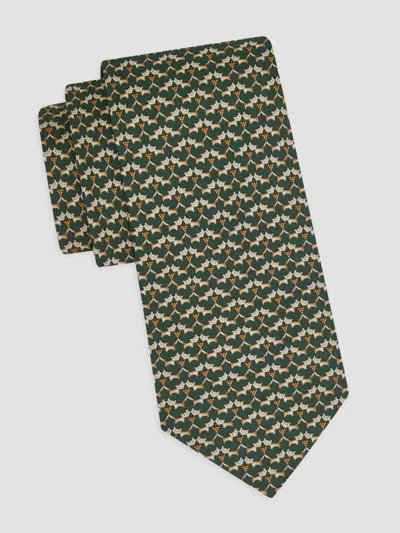 Ferragamo Aud Fox-print Tie In Green